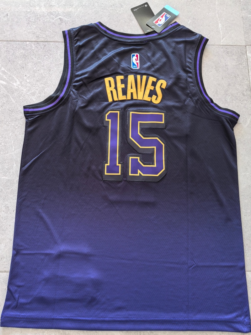 Men Los Angeles Lakers #15 Reaves purple 2024 2025 NBA jersey